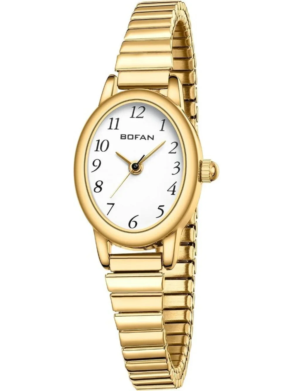 Women's Gold White Analog Quartz Stainless Steel Waterproof Bracelet Wrist Watch